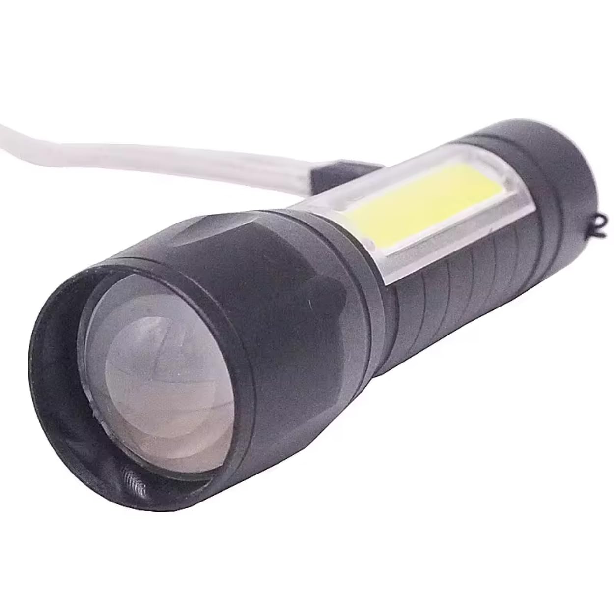 KhuHap Torch Lights Rechargeable, Mini LED Lamp Flashlight Zoomable 3 Modes with COB Light Function, USB Charging, Pocket Tourch for Emergency Use, Pack of 1, Black Metal-image-17