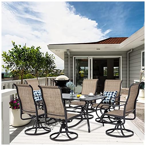 VONZOY Patio Swivel Chairs Set of 4, High Back Outdoor Dining Chair with Textilene Mesh Fabric
