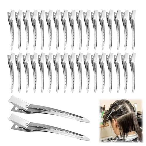 36 Pcs Duck Bill Hair Clips 3.5 Rustproof Metal Alligator Clips Silver Metal Hair Styling Clip Pin Curl-Sectioning Rollers for Hairs Styling Roller Salon Hairs Accessories