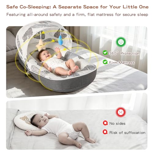 Image of Baby Lounger, Portable Foldable Infant Lounger for Newborn to Toddler(0-12 Month), Baby Nest for Home Travel Dual-Purpose