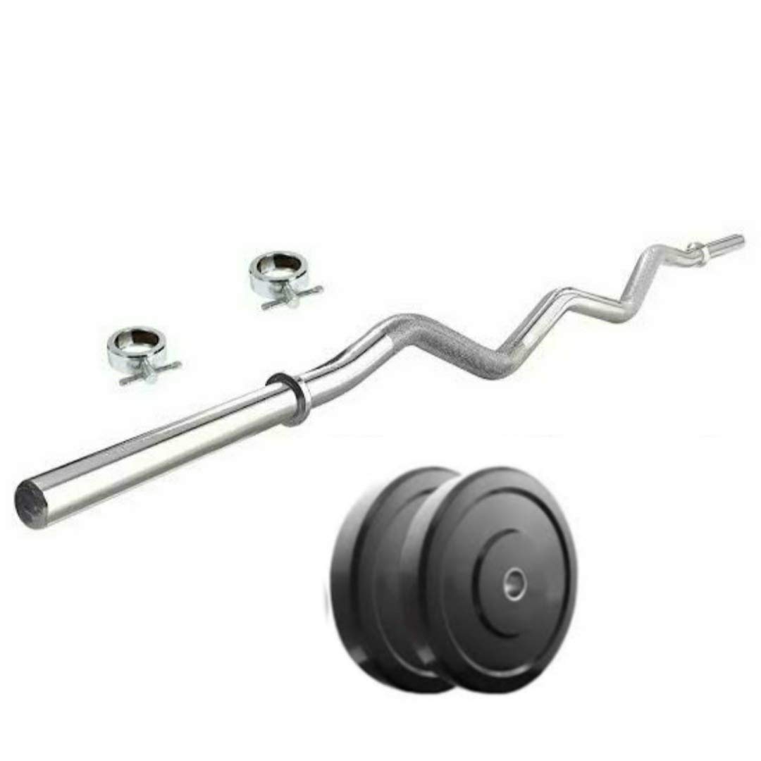 SX Fitness Home Gym Setup Combo Pack of 2 Kg Rubber Weight Plates (1Kg X 2 Plates) and 3 Feet Curl Rod with 2 Locks for Weight Lifting Exercise-picture-14