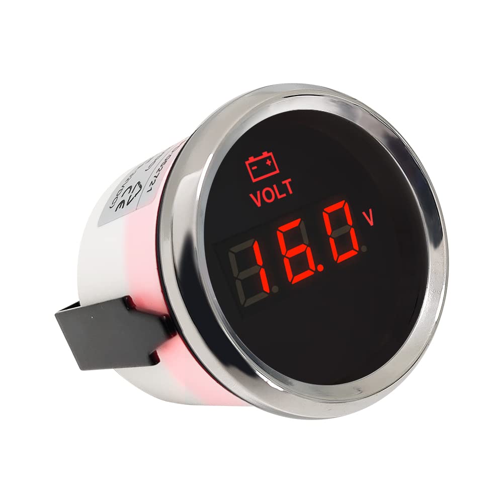 ELING Voltmetro digitale Voltmetro 8-32V 52mm(2") Con retroilluminazione 12V 24V per Auto RV Limousine