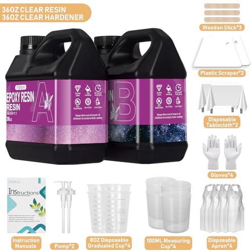 image for Puduo Epoxy Resin Kit 72OZ，Newly Formulated Crystal Clear Epoxy Resi