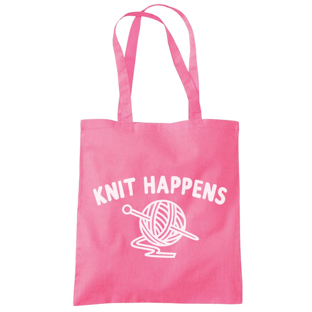 HotScamp Knit Happens - Tote Shopping Bag - Knitter Knitting One size pink