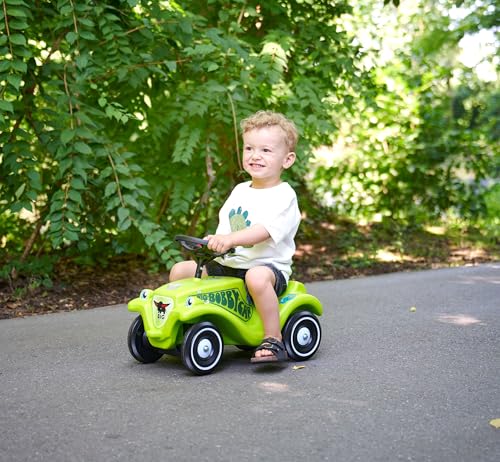 Big Bobby Car Classic Dino - Rutschauto ab 1 Jahr im bunten Dino-Design mit schwarzem Sicherheits-Lenkrad und Hupe, für Kinder ab 12 Monaten (bis 50 kg), grün mit Aufklebern – Bild 6