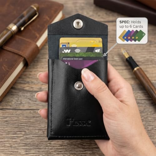 Buy HESSA Flip Genuine Leather Vertical Slim Wallet for Men & Women | Compact Front Card Pocket & Button Lock | Inner Cash Pocket | Minimalist Travel & Daily Carry Wallet (Black) at Amazon.in - Image 4