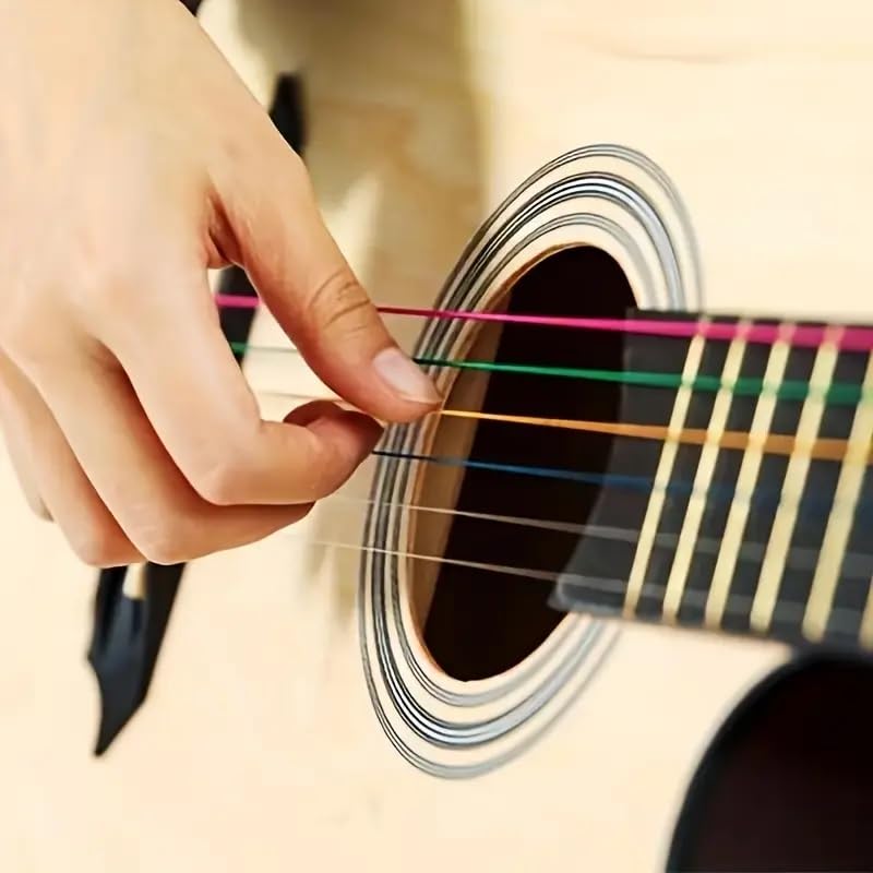 Cuerdas Metálica Guitarra Acústica, Cuerdas de Metálica de primera calidad para Acústica, Juego de Cuerdas para Guitarra, Apto para guitarras acústicas, 6 cuerdas, Multicolor - imagen 2