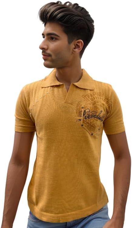 Solid Casual Polo-Neck Printed t Shirts for Men - Knitted Cotton Regular-Fit Half-Sleeve Green t Shirt for Men [Premium Cotton]