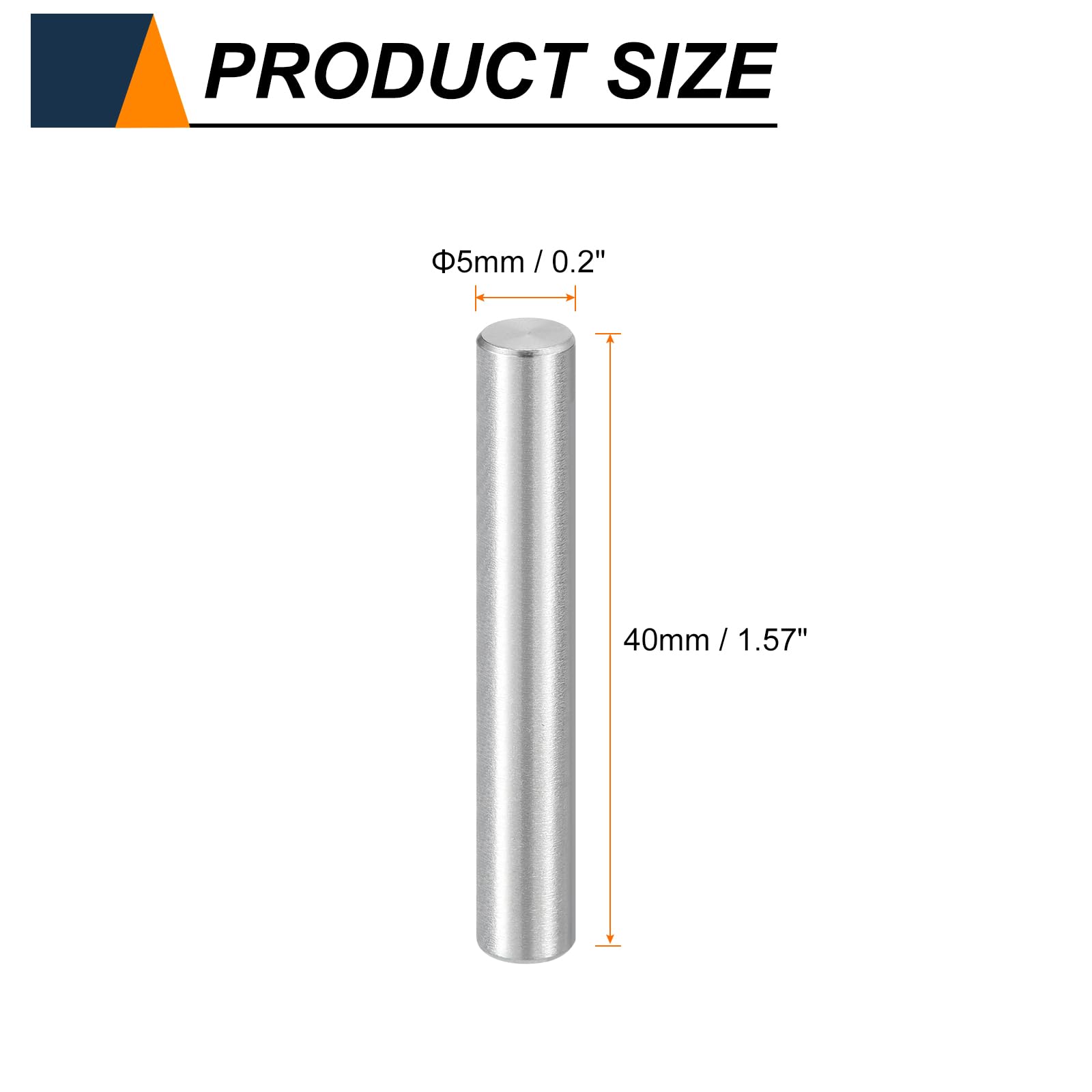 sourcing map 50 perni cilindrici M5 (5 mm) x 40 mm, in acciaio inossidabile 304, supporto per mensole, elementi di fissaggio per dispositivi in metallo, mobili in legno, installazione fai da te