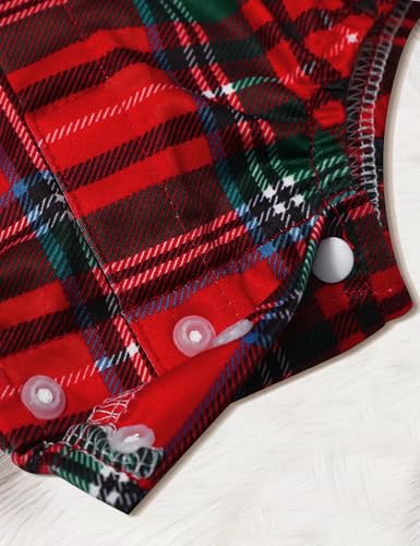 Baby Boy Christmas Outfit My First Christmas Plaid Gentleman Romper + Reindeer Suspender Pants 0-12Months 2Pcs4