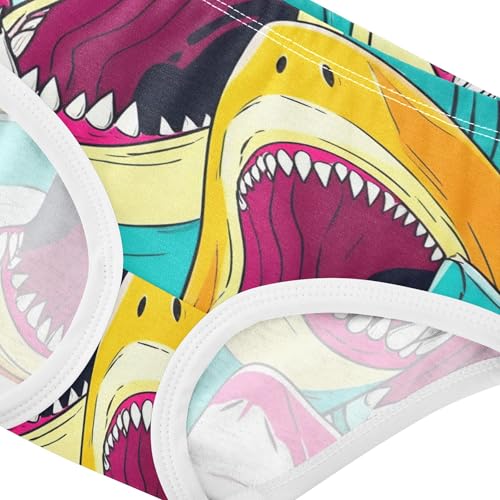 Cartoon Watercolor Sharks Cute Panties Girl Toddlers Underwear Floral Cotton Print Briefs Girls Undies 2t4