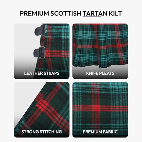 Image of 8 Yard Mens Kilt - Authentic Tartan Kilt for Men Highland Outfit for Weddings & Traditional Scottish Wear