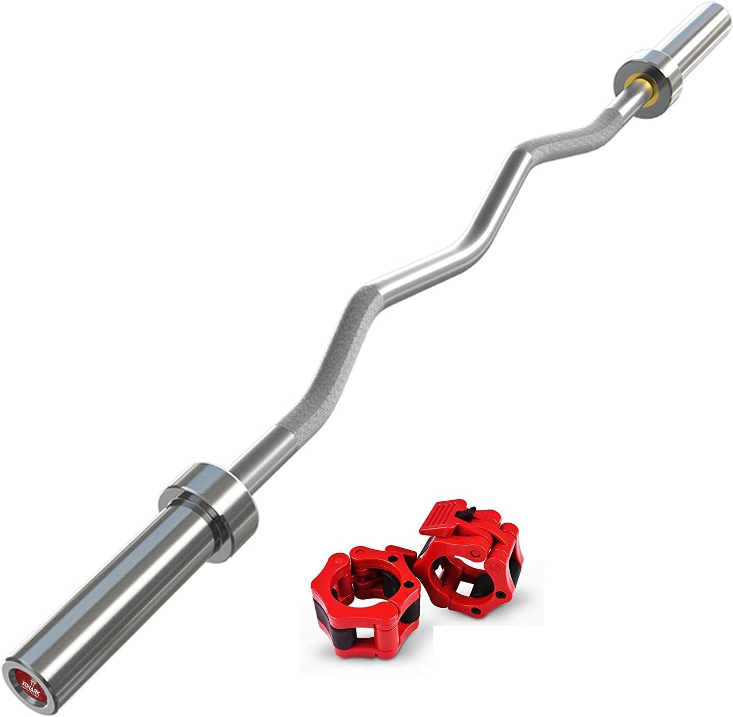 Konark Fitness 4 Feet Curling Olympic Barbell Rod Bench Press, Deadlift, Powerlifting, CrossFit Training (28 mm Internal Dia and 50mm Outer Dia) with Two PVC Lock