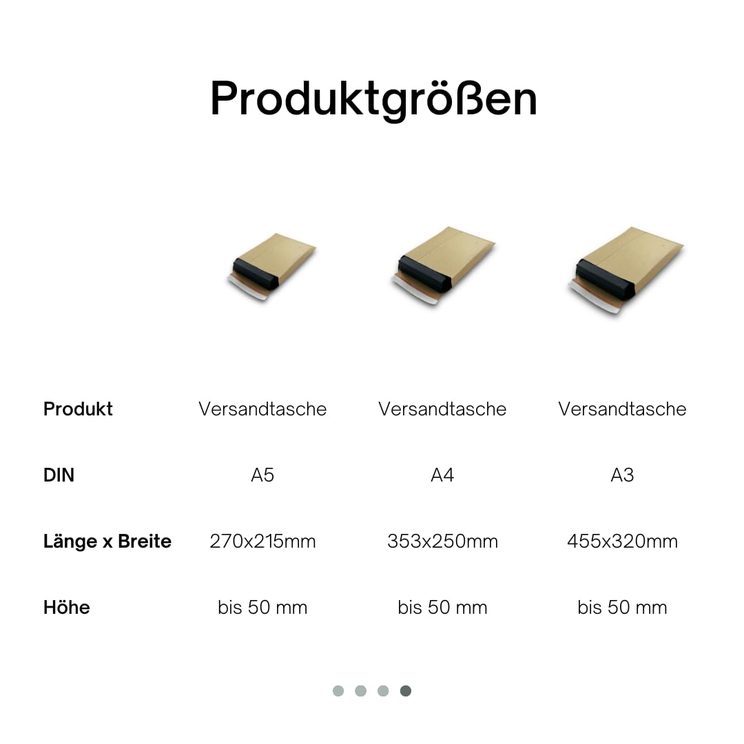 75 Stück Versandtaschen DIN A3 aus Pappe 320 x 455 mm selbstklebend - Papp-Kuverts A3 große Versandtasche Versandtaschen für Kleidung Umschlag groß Umschläge Briefumschlag mit Füllhöhe bis 50mm
