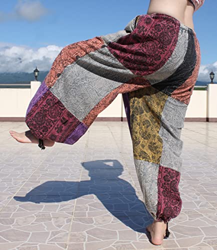 Cotton Pants Quiltwork Elastic Ankle Wide Leg Baggy Balloon Pants4