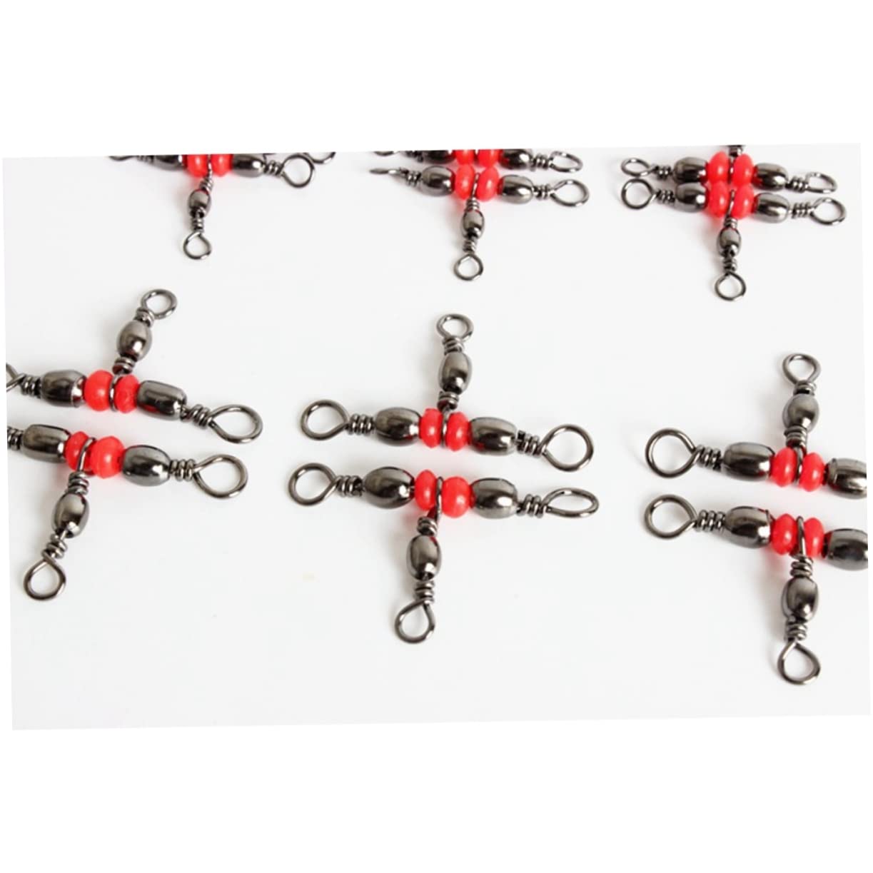 YARNOW 300 Piezas Conector Giratorio de Pesca giratorios triples de Pesca Aparejos giratorios de Pesca polea Accesorios Pesca Estilo japones Equipo de Pesca Pescar Girar Rojo