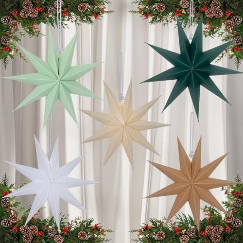 Papiersterne Weihnachten 5 er Set Papierstern zum aufhängen 30cm...