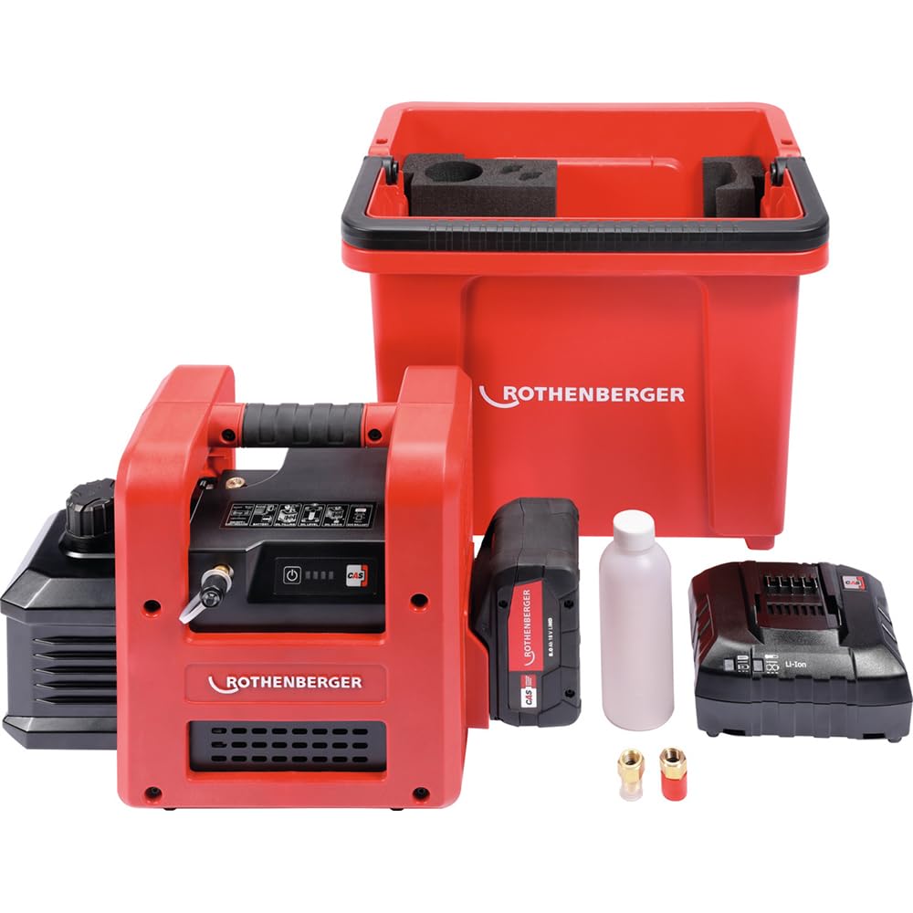 ROTHENBERGER ROAIRVAC R32 5.0 CL Basic Set Vakuumpumpe mit ROBUCKET | 1000003233 | Pumpe für Klimaanlagen, Kälteanlagen, Wärmepumpen