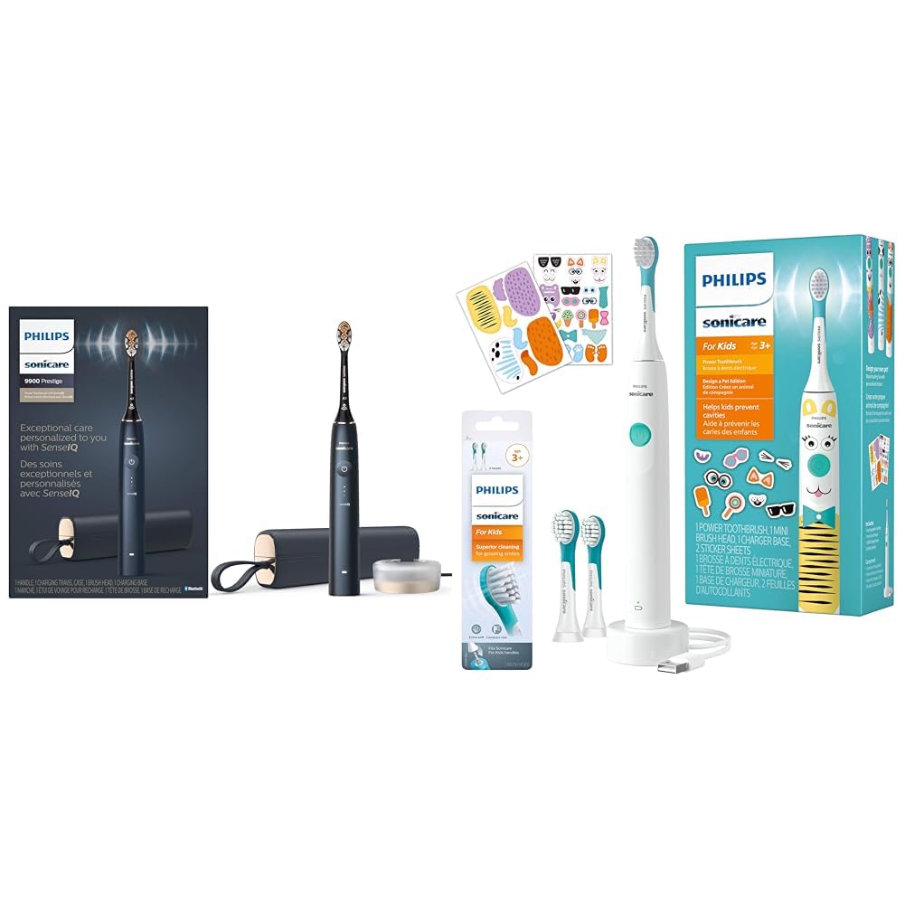 Philips Sonicare 9900 Prestige Rechargeable Electric Power Toothbrush with SenseIQ Midnight HX9990 12 for Kids Design a Pet