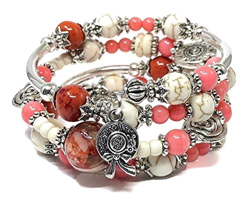 Gemstone Bracelet Pink and White Jewelry Presents for Mom