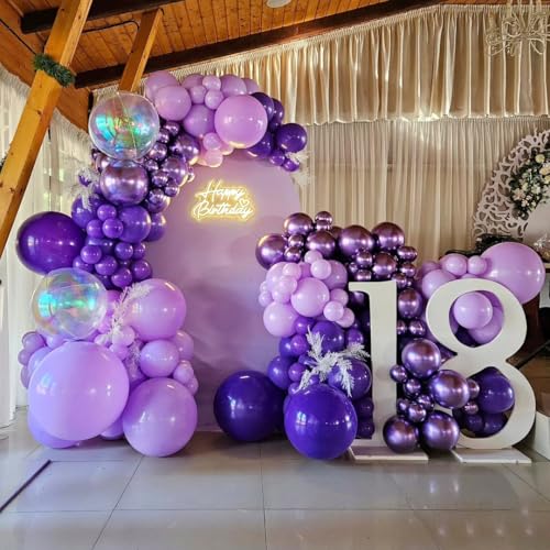 Image of Lukiituke Purple Balloons, 65Pcs Dark Purple Latex Balloons | 12in Latex Balloons for Birthday, Weddind, Bridal Showerl Decorations