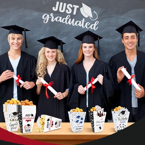 Image of 24Pcs Class of 2025 Graduation Party Popcorn Treat Boxes Candy Cookie Popcorn Container for 2025 Graduation Party Favors