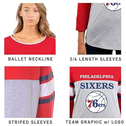 Image of Ultra Game Women's NBA Official Standard T Raglan Baseball 3 /4 Long Sleeve Tee Shirt