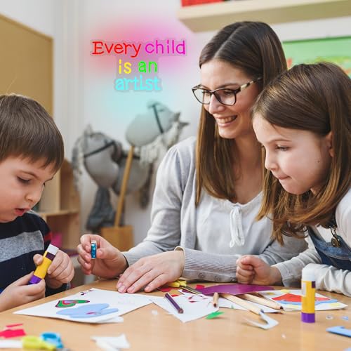 Image of inchEvery Child Is An Artist inch Neon Sign Letter Neon Light for Wall Decor Colorful LED Neon Sign Classroom LED Neon Light Children Neon Signs for Bedroom Kids Room Drawing Room Decor Gift