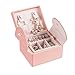 Vlando Akoya Two Tray Small Jewlery Box, Daily Wearing Jewelries Organizer, Travel Accessories -Pink