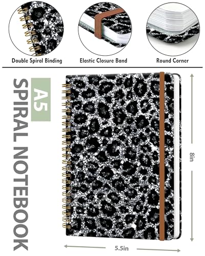 Carnet A5 à spirale Leopard cahier ligné couverture rigide pour notes de bureau et école - 2