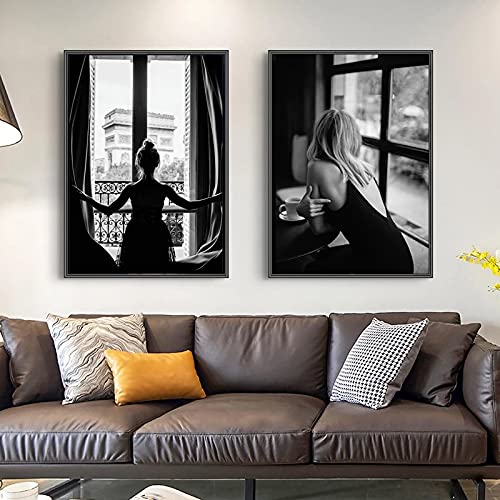 Affiche femme noir et blanc ballet sexy 40x50cm poster mural minimaliste salon sans cadre