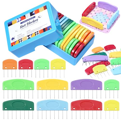 AnoleAir 20 Pcs Knit Blocker Pins Combs Color Knit Blockers Combs for Blocking Rainbow Knitting Blockers Pins for Blocking Mats Knitting Pins Kit Knitting Tools Multi Colors