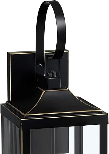 Miniatura 4 de Unknown1 Farol de pared exterior de bronce para exteriores, 25.7 pies, 2 luces, estilo tradicional, vintage, metal, negro, incluye herrajes, tamaño