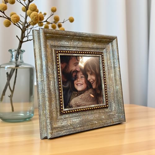 Image of Art Street Elegant Table Photo Frame for Tabletop With Back Stand, 5x5 Inch Photo, Decorative Frames Perfect for Home Decor, Unique Gift Idea, Durable, Birthday, Wedding, Return Gift (Rust Gold)