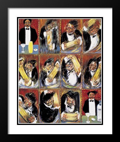 Guy Buffet Framed and Double Matted Art Print 23x20 "Martini Yes"
