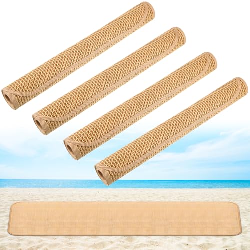 Sibosen 4 Packs Straw Beach Mat 20 * 70 inch Waterproof Non Slip Straw Mat Foldable Lightweight Picnic Mat for Camping Sunbathing Picnic Floor Yoga