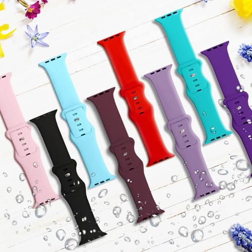 Image of 8 Pack Bands Compatible with Apple Watch Band 38mm 40mm 41mm 42mm 44mm 45mm 46mm 49mm for Women Men, Soft Silicone Sport Strap for iWatch Series Ultra 11 10 9 8 7 6 5 4 3 2 1 SE /SE 2nd /SE 3nd