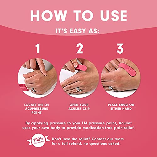 Aculief - Award Winning Natural Headache, Migraine, Tension Relief Wearable – Supporting Acupressure Relaxation, Stress Alleviation, Tension Relief And Headache Relief - 2 Pack - (Pink, Regular) #TOP3