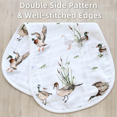 lifetree muslin baby burp cloths - 2 pack 70 viscose from bamboo and 30 cotton large 223939 by 103939 absorbent milk spit up rags - burping cloths for newborn girls boys mallardduck amp olive