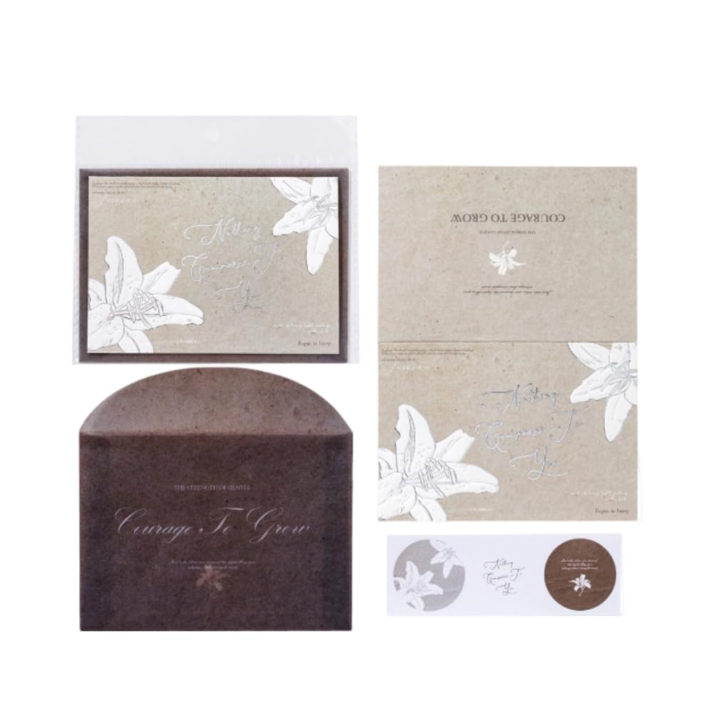 Edel Briefumschläge Set mit Umschlag Karten & Runde Aufkleber Naturthema - Blume Künstlerisch Briefpapier für Einladungskarten Glückwunschkarte Geschenkkarten Dankeskarte Braun 30 Stück