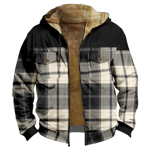 Mens Winter Coats Zip Up Sherpa Fleece Lined Big and Tall Thicken Vintage Hunting Warm Plush Long Sleeve Streetwear4