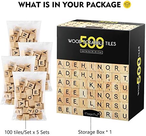 Amazon Com Magicfly 500pcs Scrabble Tiles Wood Craft Scrabble Letters Word Tiles A Z For Wood Gift Decoration Scrabble Crossword Game Toys Games