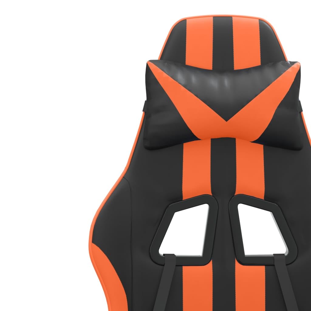 vidaXL Sedia da Gaming Girevole Poggiapiedi Nero Arancione Similpelle