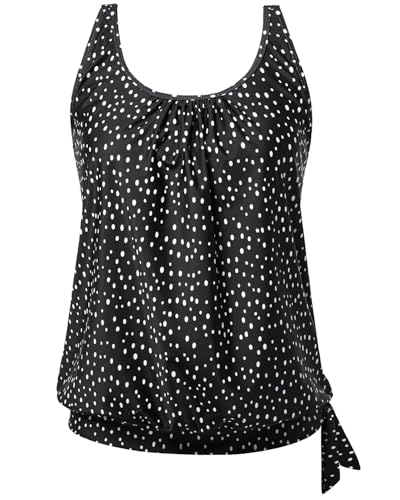 Image of Yonique Womens Blouson Tankini Top Only Loose Fit Swim Top No Bottom Modest Swimsuit