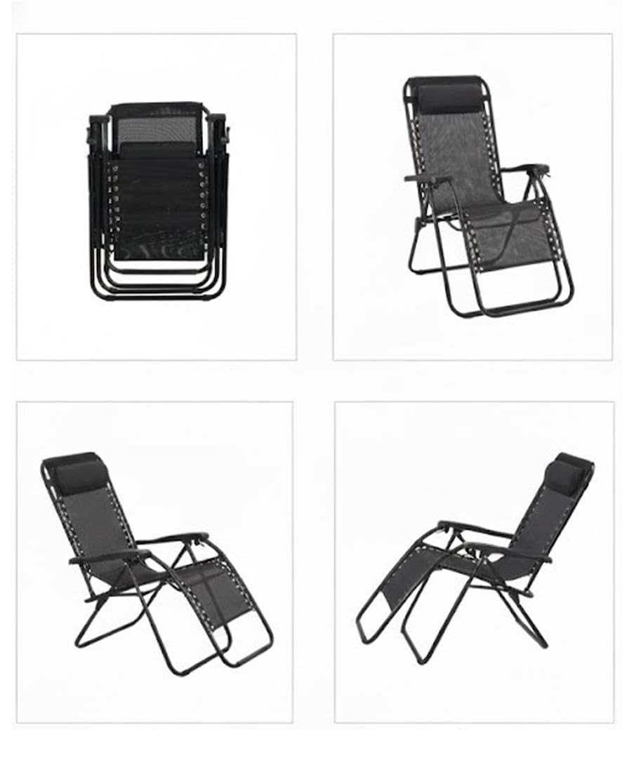 Creaciones Llopis ARW Silla Hamaca Plegable para Exterior con Cojín Silla Tumbona Gravity Plegable para Playa Medidas 158x63x106 cm. (Negro)