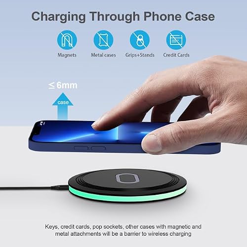 15W Samsung Wireless Charger Pad Fast Charging Station for Samsung Galaxy Z Flip 5/4,Z Fold 5/4,S24/S23/S22/S21,Fast Wireless Charging Mat Black with Adapter for Google Pixel 8a/8Pro/8/7/6/5,iPhone 15 - Thumbnail 2