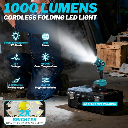 Image of Cordless LED work light compatible with Makita 18V Battery (No Battery)