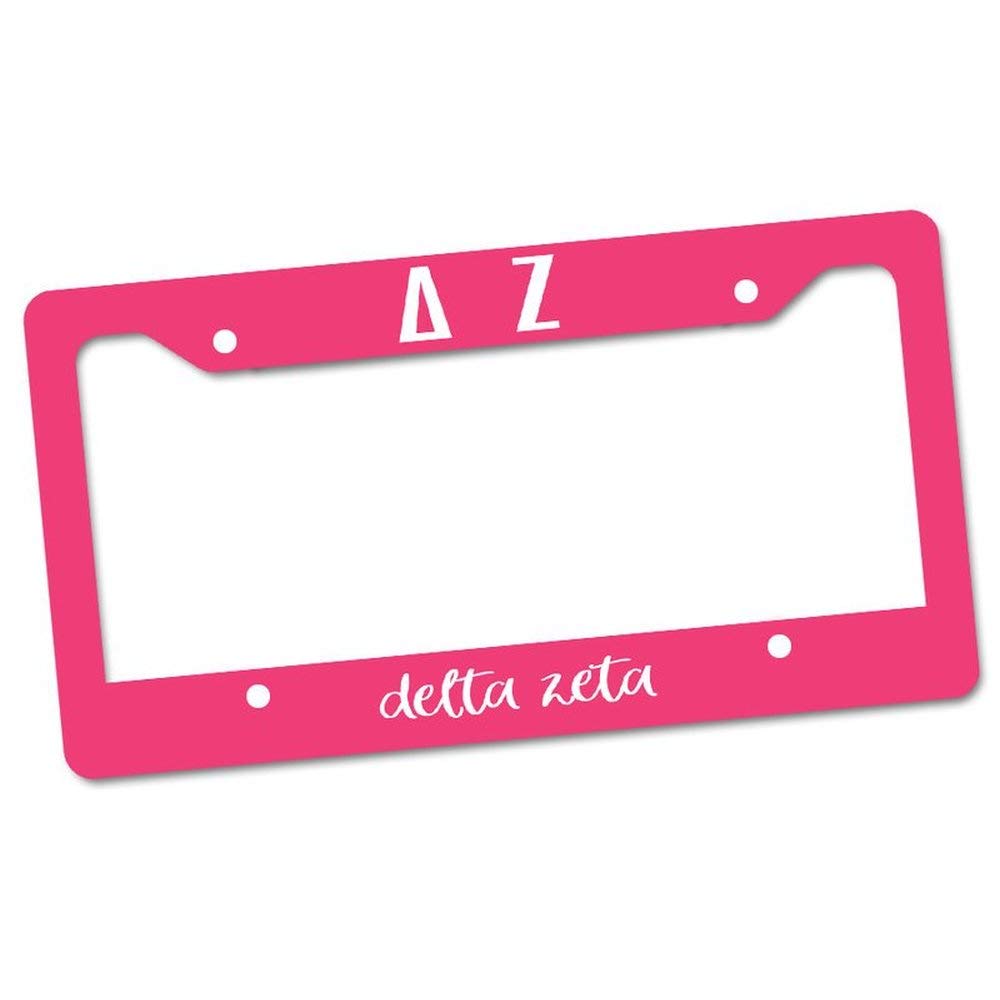 Delta Zeta Custom License Plate Frame Pink