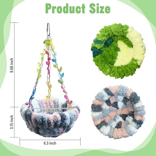 Image of kathson Hanging Bird Bed, Bird Hammock for Cage Winter Warm Bird Plush Nest Parrot Sleeping Bed for Budgie Lovebird Conure Quaker (Diameter 6.3 in, Green)