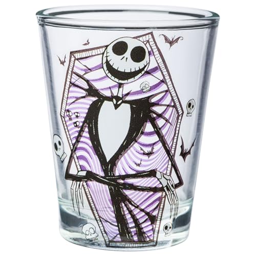 Image of Silver Buffalo Disney The Nightmare Before Christmas 4 Piece Mini Glass Set Featuring Jack Skellington and Sally, 1.5 Ounces